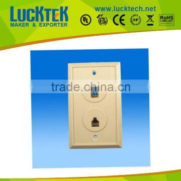 Telephone Plush wall mounted plate with dual RJ11 jack faceplate.