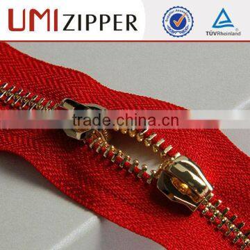 Red Zipper Cotton Tape With Double Sliders Brass Zipper for Sofa photo-2