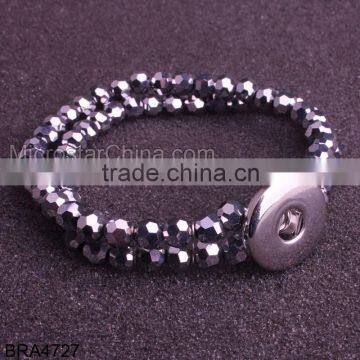  Website Fashion Jewelry Wholesale Snap Button Charm Stretch Crystal Bracelet Bangle
