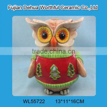 2016 new christmas items,ceramic owl christmas ornaments with led light                        
                                                                                Supplier's Choice