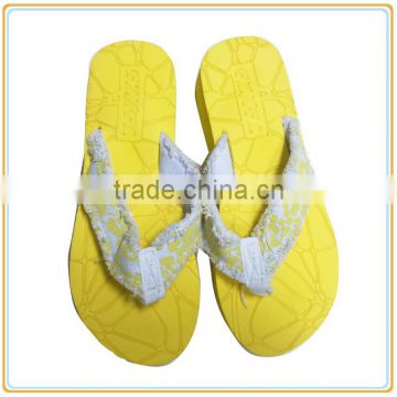 2015 Top quality colourful eva wedge flip flop canvas upper sandals