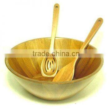 Bamboo Fruit Soup Salad Bowl Set With Folk and Spoon and Food Grade Passed and Custom Shape and Size and Color