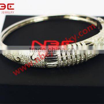 Italian costume silver bangle, hot sale wax micro pave setting 925 silver bangle jewellery jewelry