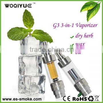 Double glass 3 in 1 chamber vaporizer for wax ,dry herb and oil ( G3 )