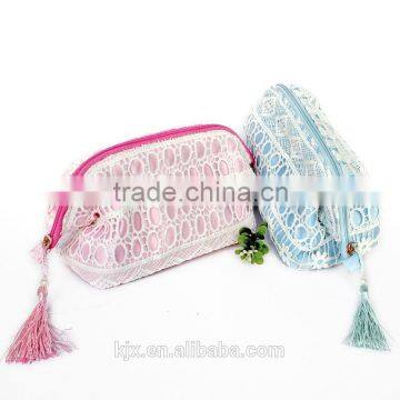 BA-1465 Lace cosmetic make-up carry hand bag for lady,beautiful lace cosmetic bag