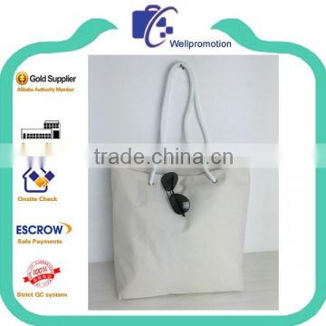 Wellpromotio fashion promotional fabric beach bags with rope straps