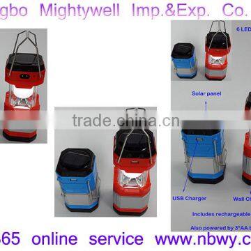 6 LED Foldable Camping Light with Solar Panel