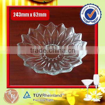 Machine mold embossed clear glass dinner plate 243mm x 63mm