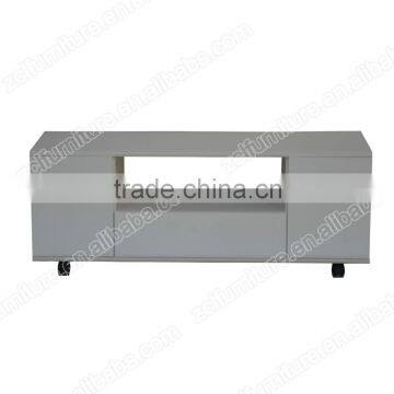 White High Gloss PU Painting TV Stand With Wheel