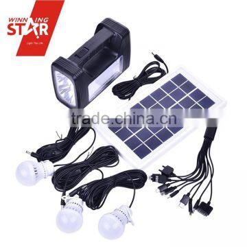 Multi-functional Solar power system with Solar Panel, Emergency light, three Bulbs