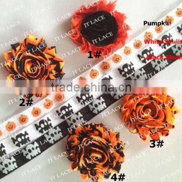 stock ! halloween chiffon shabby flower on wholesale,chiffon flower trimming