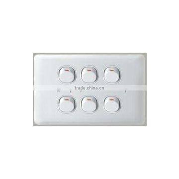 australia 6gang wall mount button light switch