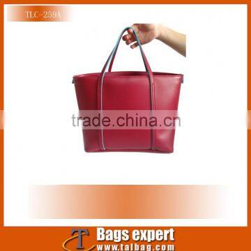 New arrival hot sale red PU Shopping bags for Lady 2016,PU for main body and handle