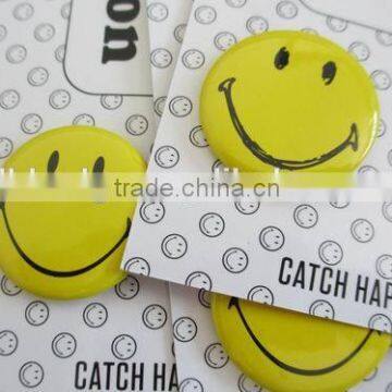 smiley button badge; safety pin badge; custom button badge