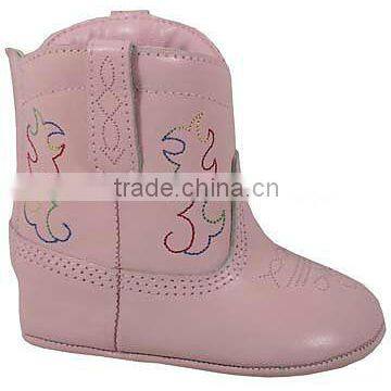 Stylish Pink Leather Baby Cowboy Boot