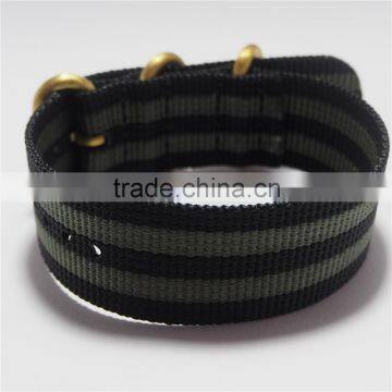 Black Gray Stripe Color PVD Gold 24mm Zulu Watch Strap photo-5