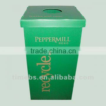 Collapsible corrugated plastic recycling bins