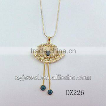 Wholesale crystal arabic pendent necklace gold clover pendant evile eye