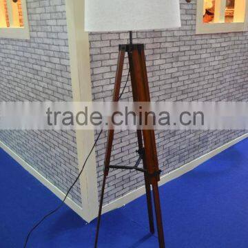 Germany adjustable tripod wood floor lamp with white cylinder linen shade for home goods decor