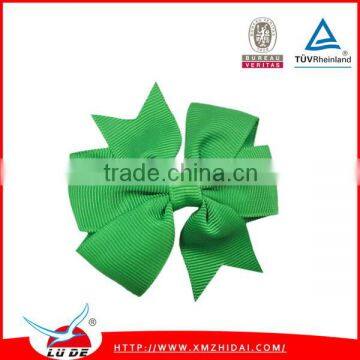 Green color 3 inches grosgrain hair bow for fashion lady use