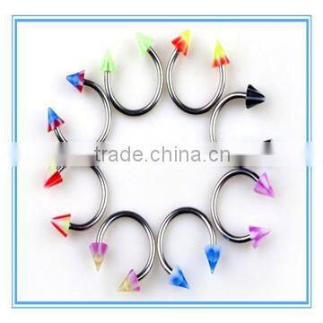 UV Acrylic cone circular barbell horseshoe ring CBR Jewelry