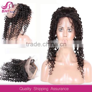 Hot Selling Peruvian Deep Wave Silk Base Elastic Band 360 Lace Frontal Closure