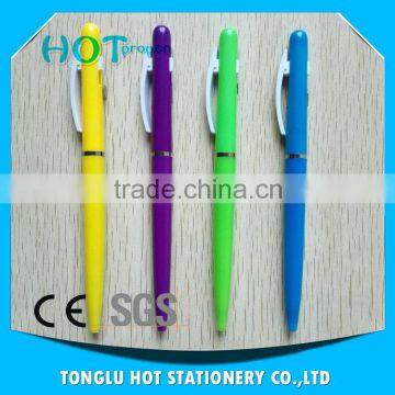 Most popular products china Solid color barrel, white clip high quality promotion plastic pen