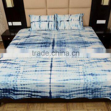 Indigo Tie Dye Hand Dyed Bedspread Cotton Shibori Queen Bedding Ethnic Throw