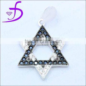 925 sterling silver star of david pendant charm zircon design