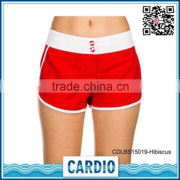 fashionable solid red color custom printed bali stretch shorts