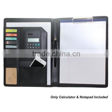 Custom logo briefcase leather portfolio with card holders and file holder