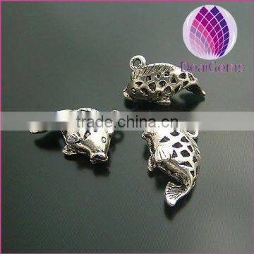 wholesale alloy pierced little carp charm 21x14mm for jewerly findings