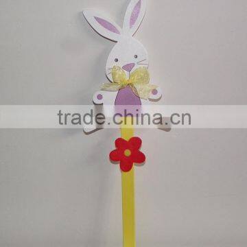 wood easter deco young rabbit Decoration stake for garden wooden rabbit yard stake