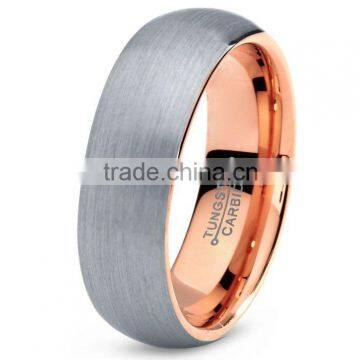 Tungsten Wedding Band Ring 7mm for Men Women Comfort Fit 18K Rose Gold Plated Domed Brushed