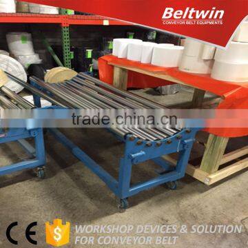 Rack for rolls of PVC PU conveyor belt material