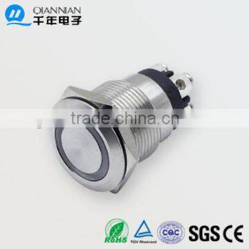 QN19-H1 19mm Ring Type Momentary Flat Head Screw Pin terminal Waterproof metal push button switch