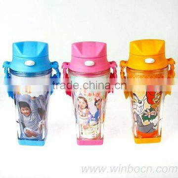 DIY Portable new cartoon plastic water bottle with sucker