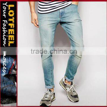 branded denim jeans super skinny jeans pant with Rip Knee lots men jeans (LOTA046)