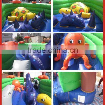 Outdoor Inflatable Dinosaur Playground, Funny Dinosaur Obstacle and Bouncer for Kids Playing photo-3