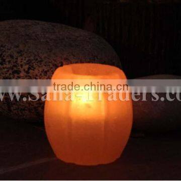 Himalayan Salt Tea Light / Crystal Rock Salt Pumpkin Shape Tea Light/ Candle Holder / Salt /