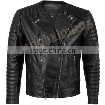 Men's Black Biker Leather Jacket photo-2