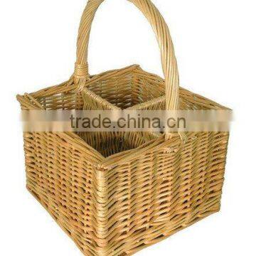 New Design Handle Wicker Wine Basket for Four Bottle