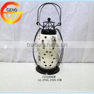 ceramic high quality porcelain ceramic lanterns wih lifting handle