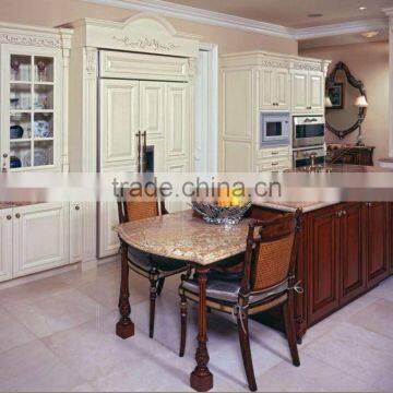 Luxury Classic Solid Wood Kitchen Cabinet With Kitchen Island/American Kitchen Furniture