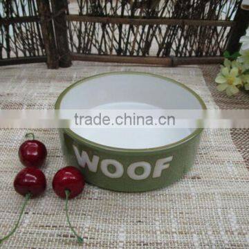 KC-1160 Haonai cute Green color ceramic pet bowl