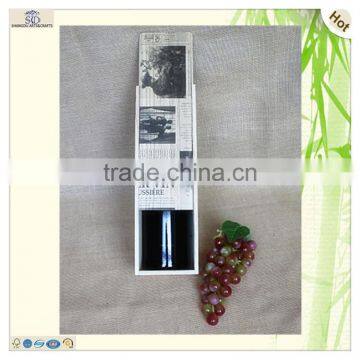 Antique Old Newspaper Printed Wooden Wine Gift Box photo-3