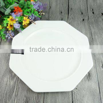 12 Inch Polygon White Porcelana Dinner Dishes Plates Low Pirce Ceramic Plate Restaurant photo-4