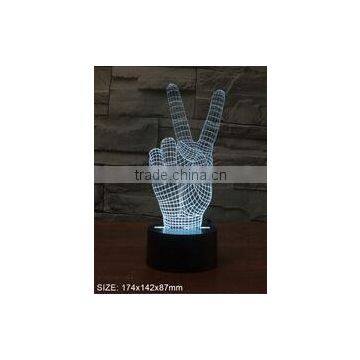 3D illusion cheering hand shape desktop color changing night light