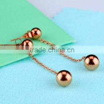Simple Rose Gold Earring Designs for Women Tiny Long Chain Earrings Stainless Steel Earring photo-5
