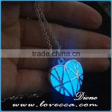 Nigh Light Magical Aqua Blue Hallow Heart Pendant Luminous photo-4